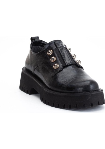 Kadın Casual Günlük Ayakkabı Siyah Kırışık Rugan Kalın Taban Bağsız fırsatları