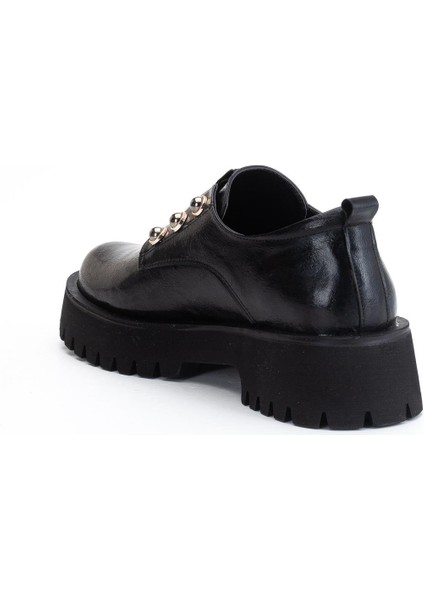 Kadın Casual Günlük Ayakkabı Siyah Kırışık Rugan Kalın Taban Bağsız indirimleri