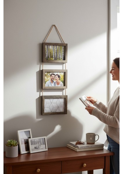 Dekoratif Asmalı Ahşap Çerçeve 3 Lü fiyatları