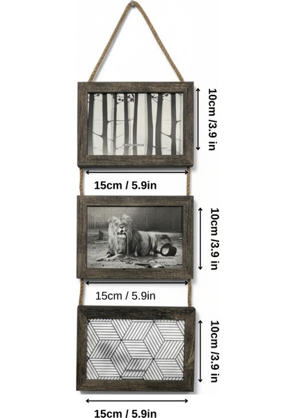 Dekoratif Asmalı Ahşap Çerçeve 3 Lü modelleri