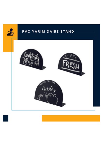 Siyah Pvc Mini Yarım Daire Masa Standı 6,5×8 cm – 10’lu fiyatları
