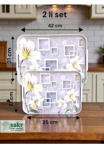 Tepsi Plastik Büyük Küçük Boy Ikili Tepsi Çay Kahve Tepsi sunum tepsisi