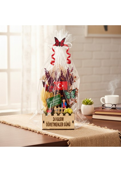 Mini Okul Saksı Hediye Sepeti - Öğretmenler Günü Hediyesi modelleri