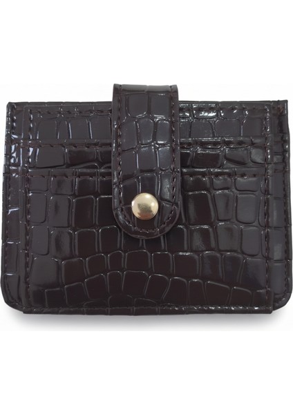 Parlak Kroko Çıtçıtlı Altı Bölmeli Unısex Mini Boy Kartlık Cüzdan