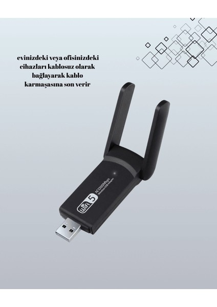 Yüksek Hızlı 1200 Mbps Çift Bant USB Wifi Adaptör – Güçlü Sinyal, Geniş Uyumluluk modelleri