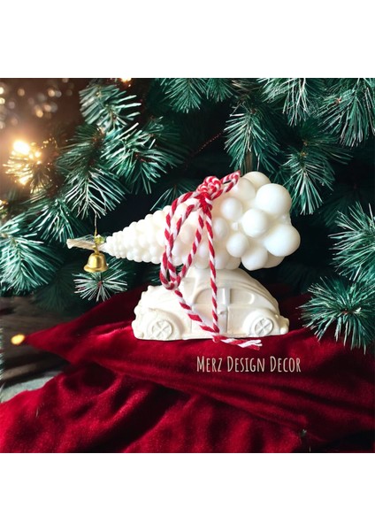 Mini Araba Üzeri %100 Doğal Soya Wax Vegan Yılbaşı Çam Ağacı 2 Li Mum