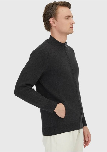 Antrasit Yarım Balıkçı Yaka Düz Örgü Pamuk Karışımlı Hırka indirimleri