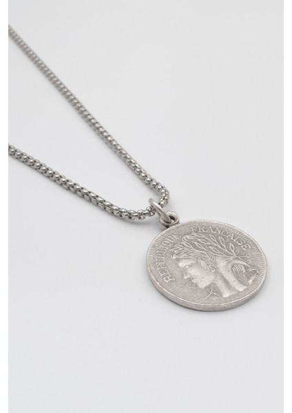 Francesca - Zambak Çiçeği Madalyon Örme Zincir Kolye - Antik Gümüş Kaplama - Kadın Erkek - 60 cm fiyatları