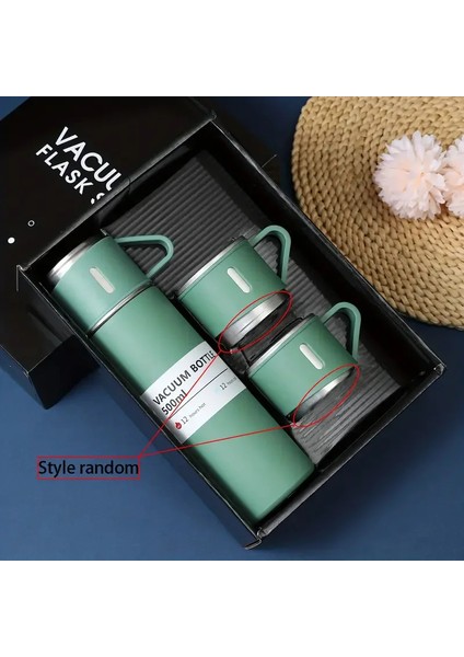 Paslanmaz Çelik Termos 3 Bardaklı Termos Seti