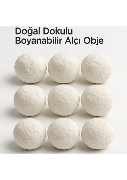 9’lu Doğal Dokulu Boyanabilir Alçı Obje – Hobi & Sanat Aktiviteleri Için