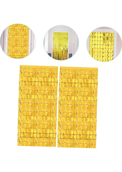 Ekstra Metalize Altın Renk Disko Dikdörtgen Kesim Kapı Perdesi Dekorasyon 1x2 Metre modelleri