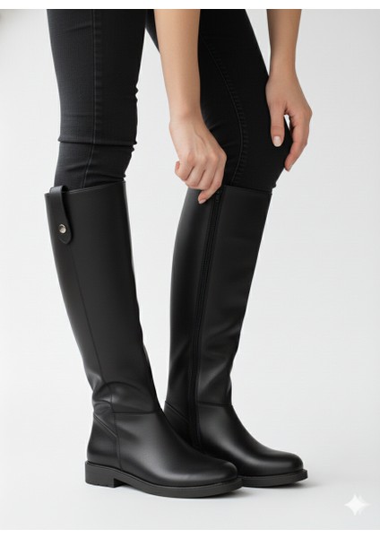 Trok Detaylı Rahat ve Şık Geniş Baldır Uygun Kadın Çizme TMD2025501 indirimleri