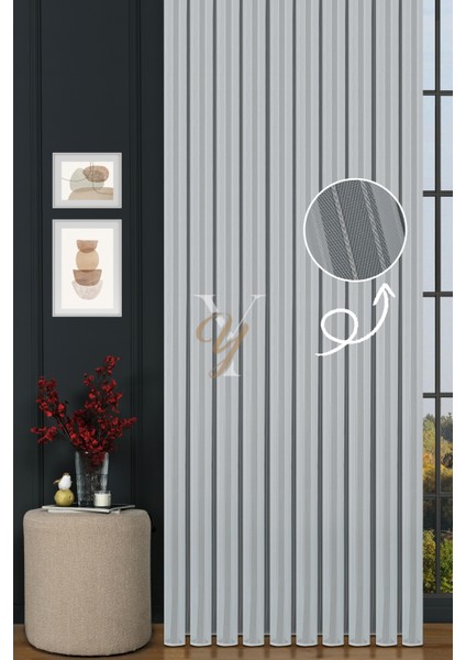 4608 Tül Perde V-01 Ekru