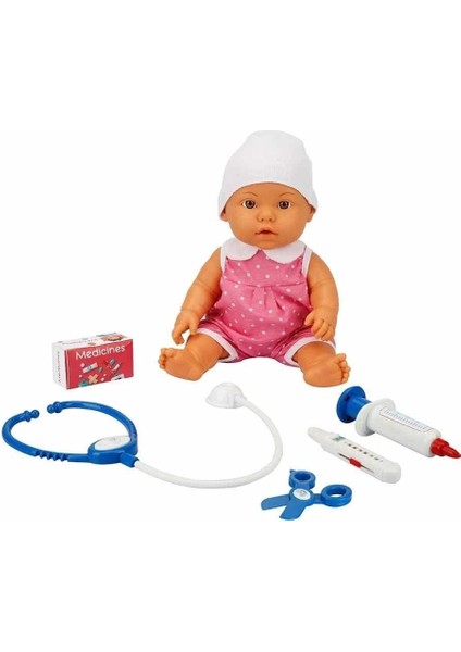 30111 Bebelou Doktor Zamanı Sesli Bebek Seti 35 cm -Sunman modelleri