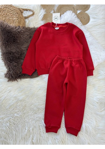Esnek Ribana Bordo Çocuk Takımı – Sweatshirt & Alt, 18 Ay–6 Yaş fiyatları