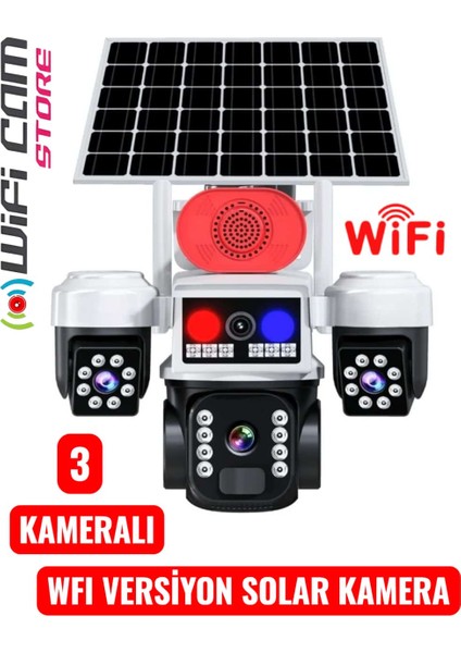 3 Kameralı Wifi Solar Kamera Wifi Ile Kullanılır (Sim Kartlı Değildir)