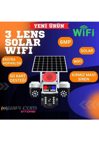 3 Kameralı Wifi Solar Kamera Wifi Ile Kullanılır (Sim Kartlı Değildir) indirimleri