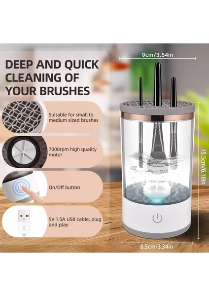 Otomatik Makyaj Fırçası Temizleme Makinesi/hızlı Kurutmalı - USB Şarjlı, Derin Temizleme fırsatları