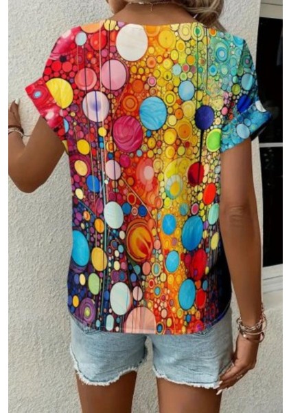 V Yaka Desenli Süprem Bluz - Desenli modelleri