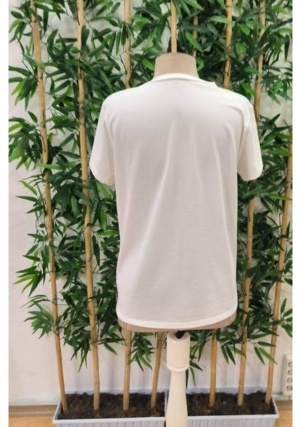 Bisiklet Yaka Kedi Baskılı Süprem Bluz - Beyaz fırsatları