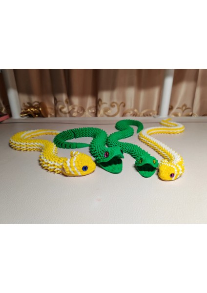 3D Baskı Esnek Hareketli Yılan Figürü – Realistik Oyuncak ve Dekor Modeli