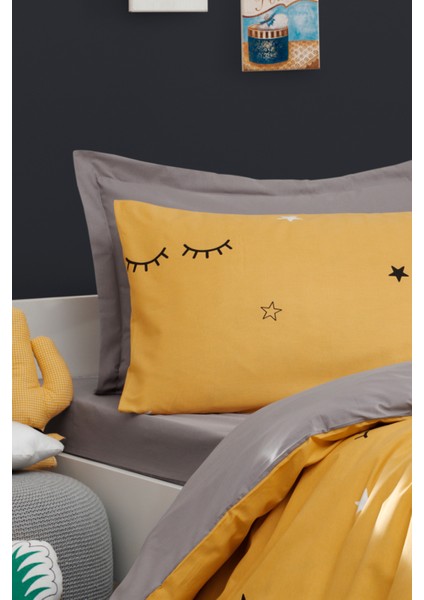 Sarı Dide Kolay Ütülenir Nevresim Takımı Tek Kişilik