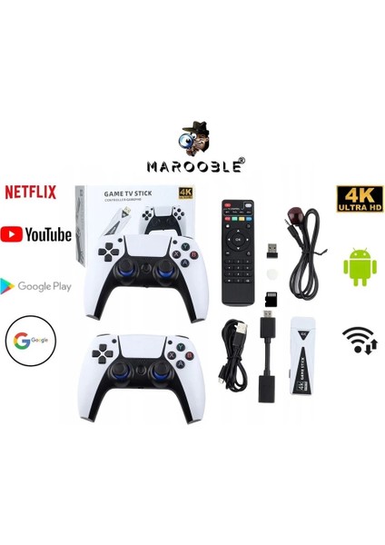 4K Game Tv Stick Android Tv Wifi Kablosuz Çift Kol Game Stick 64GB Hafıza Atari fiyatları