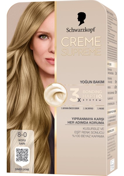 Creme Supreme Yoğun Bakım Saç Boyası Koyu Sarı 8-0 182 ml