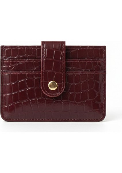 Parlak Kroko Çıtçıtlı Altı Bölmeli Unısex Mini Boy Kartlık Cüzdan