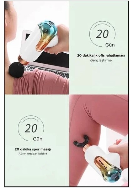 Yeni Nesil Darbeli Titreşimli Şarjlı Sporcu Masaj Tabancası 4 Başlıklı LC-002