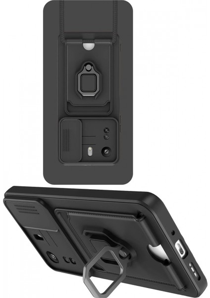 Xiaomi Redmi 13C Kılıf Zuma Kartvizitli Yüzüklü Silikon - Siyah fiyatları