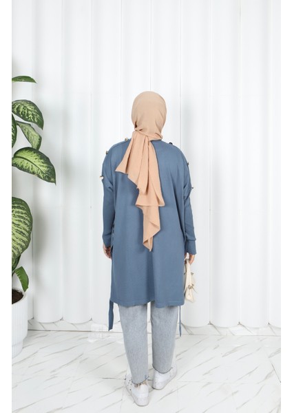 Düğme Detaylı Merserize Tunik indirimleri