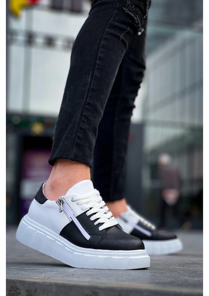 KB-X155 Kuback Siyah Cilt Beyaz Cilt Detaylı Beyaz Yüksek Taban Günlük Spor Ayakkabı fırsatları