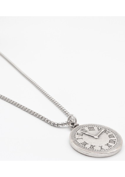 Antika Saat Örme Zincir Kolye - Antik Gümüş Kaplama - Kadın Erkek - 60 cm fiyatları