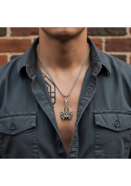 Elf Balta - Axe Gümüş Kaplama Deri Ip Kolye modelleri