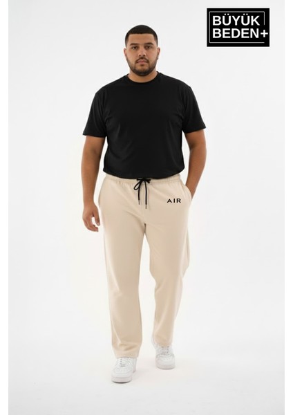 Erkek Büyük Beden Rahat Kesim Paça Reçme Ar Baskılı Beli Lastikli Eşofman Altı SPR26EA952-1