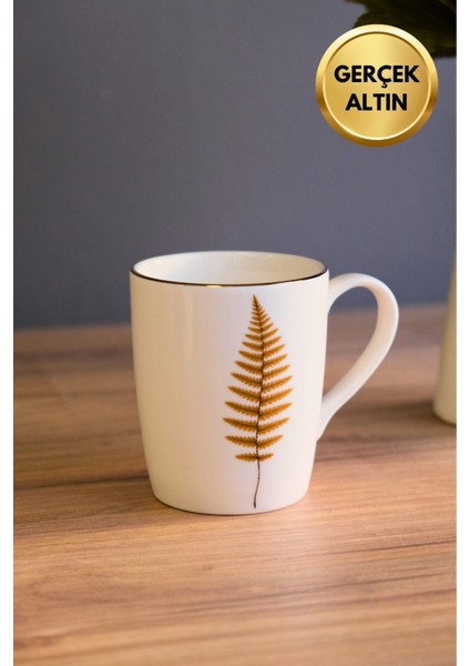 Porselen Natura Fern Kulplu Mug Kupa 9cm 220ML 6 Lı modelleri