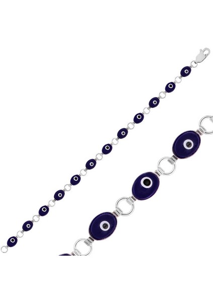 925 Ayar Gümüş Oval Nazar Bileklik BR0460553 (972972)