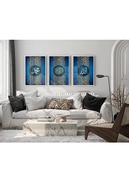 3 Parça Çerçeveli Kelime-I Tevhid , Allah(C.c),hz.muhammed(Sav.) Ahşap Tablo Seti fiyatları