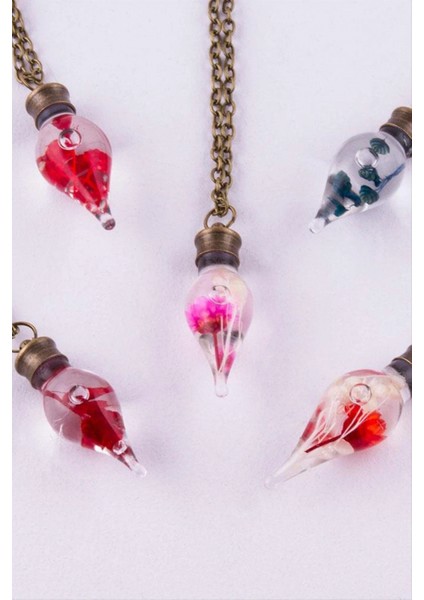 Ieg Sulu Çiçek Fanus Canlı Kolye