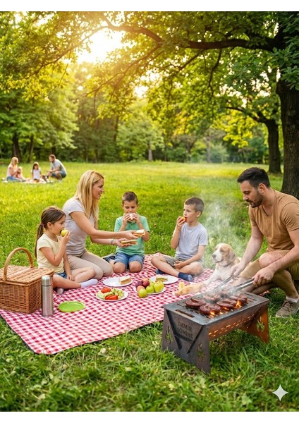 Demonte Mangal Portatif Çantalı Mini Pratik Katlanır Mangal