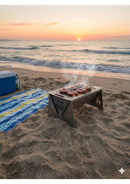 Demonte Mangal Portatif Çantalı Mini Pratik Katlanır Mangal