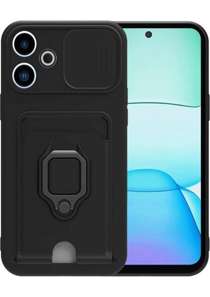 Xiaomi Redmi 13 4g Kılıf Zuma Kartvizitli Yüzüklü Silikon - Siyah