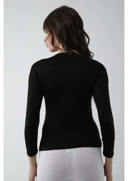 Vivaldi Kadın Siyah Uzun Kol Bisiklet Yaka Body Likralı 352 fırsatları