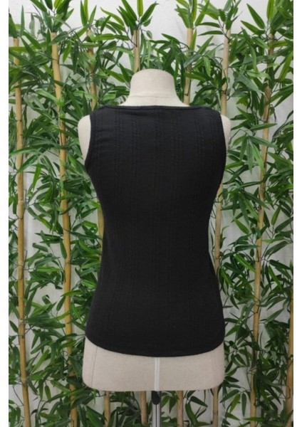 Askılı Örgülü Triko Bluz - Siyah indirimleri