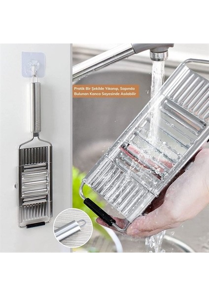 Ayarlanabilir 3 Farklı Başlıklı Tutmalı Sebze Dilimleyici Peynir Rendeleyici Aparat (4940) indirimleri