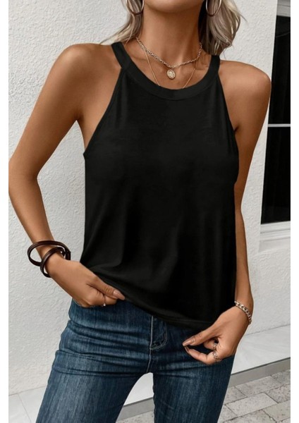 Kolsuz Halter Yaka Viskon Bluz - Siyah fiyatları