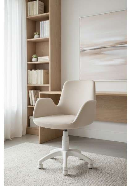 Maki Beyaz Ayaklı Çalışma Sandalyesi Çocuk Bilgisayar Sandalyesi (Ayarlanabilir)