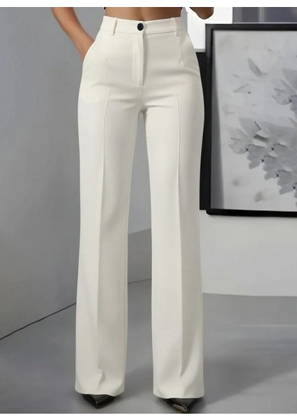 Kadın Yüksek Bel Cepli Ithal Krep Pantolon modelleri