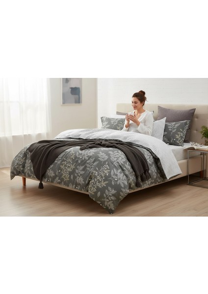 Kolay Ütülenir Nevresim Takımı Çift Kişilik Leaf Zümrüt Yeşili modelleri